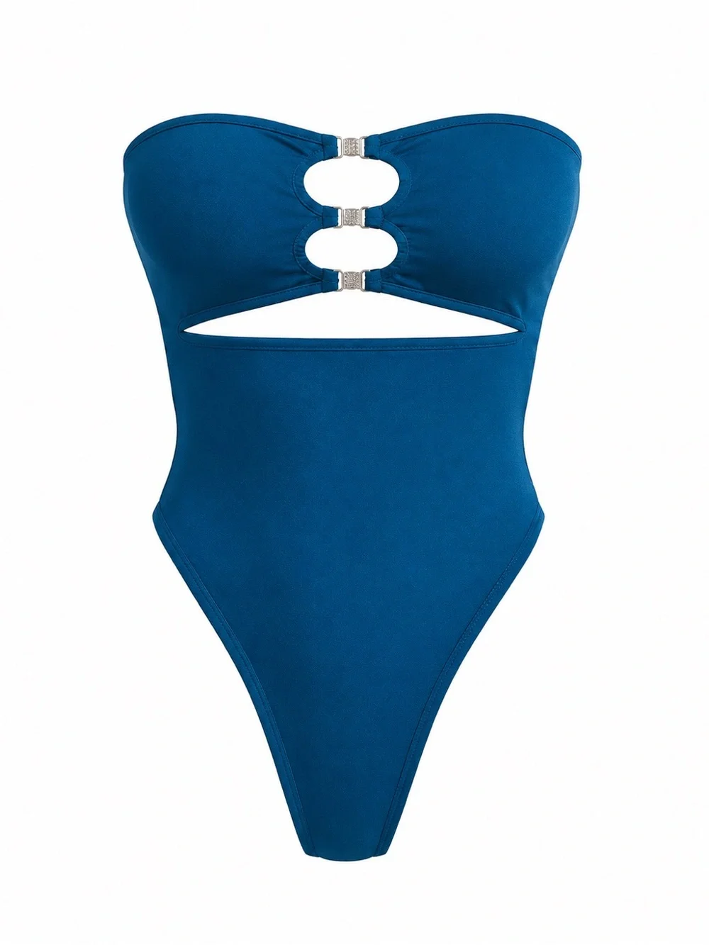 Blue Teal Strapless Cut Out Bodysuit One Size
